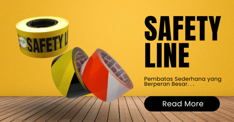 Safety line tape kuning hitam dan merah putih untuk pembatas area kerja